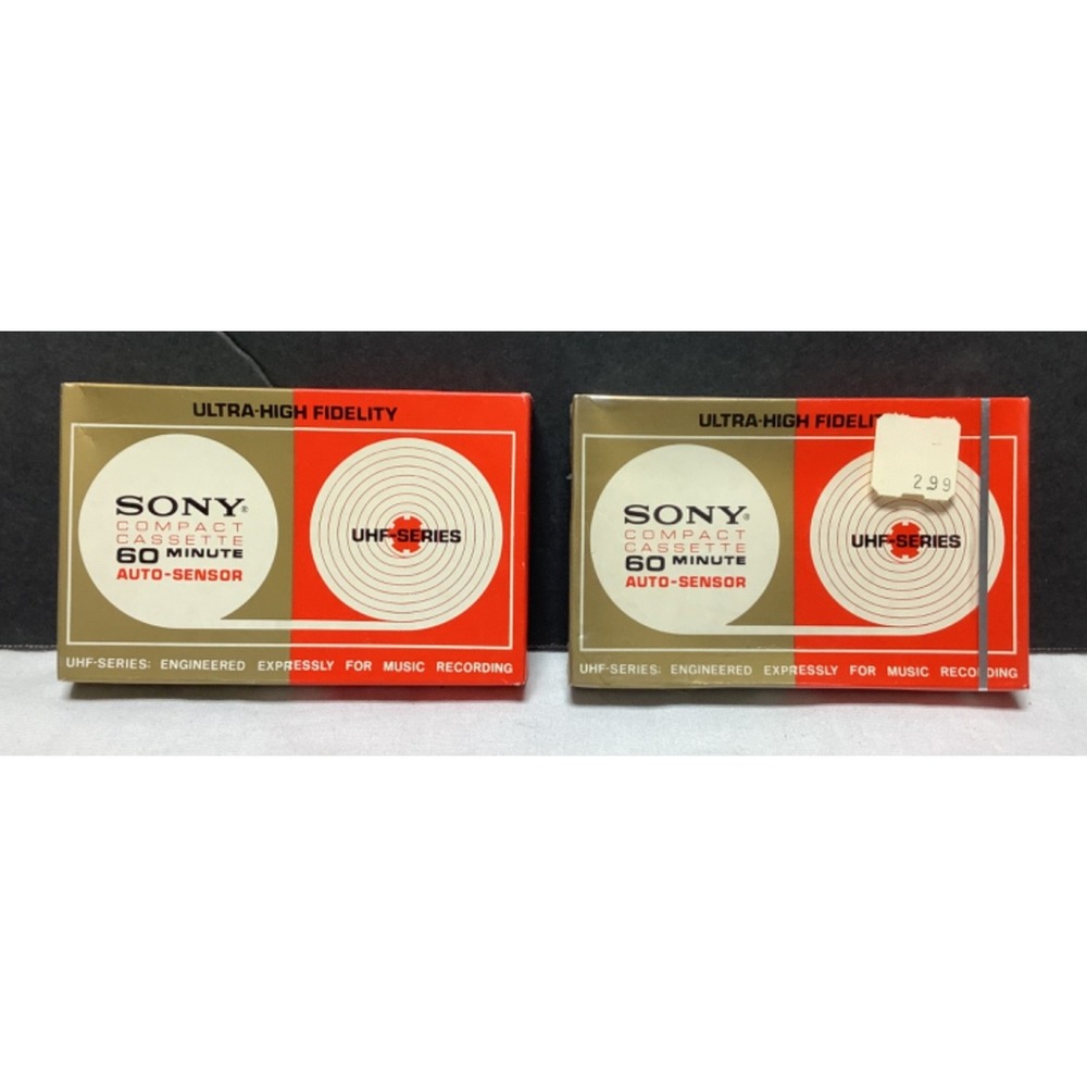 2 Sony Blank Audio Cassette Tape 60 minutes UHF Series Vtg Japan New
